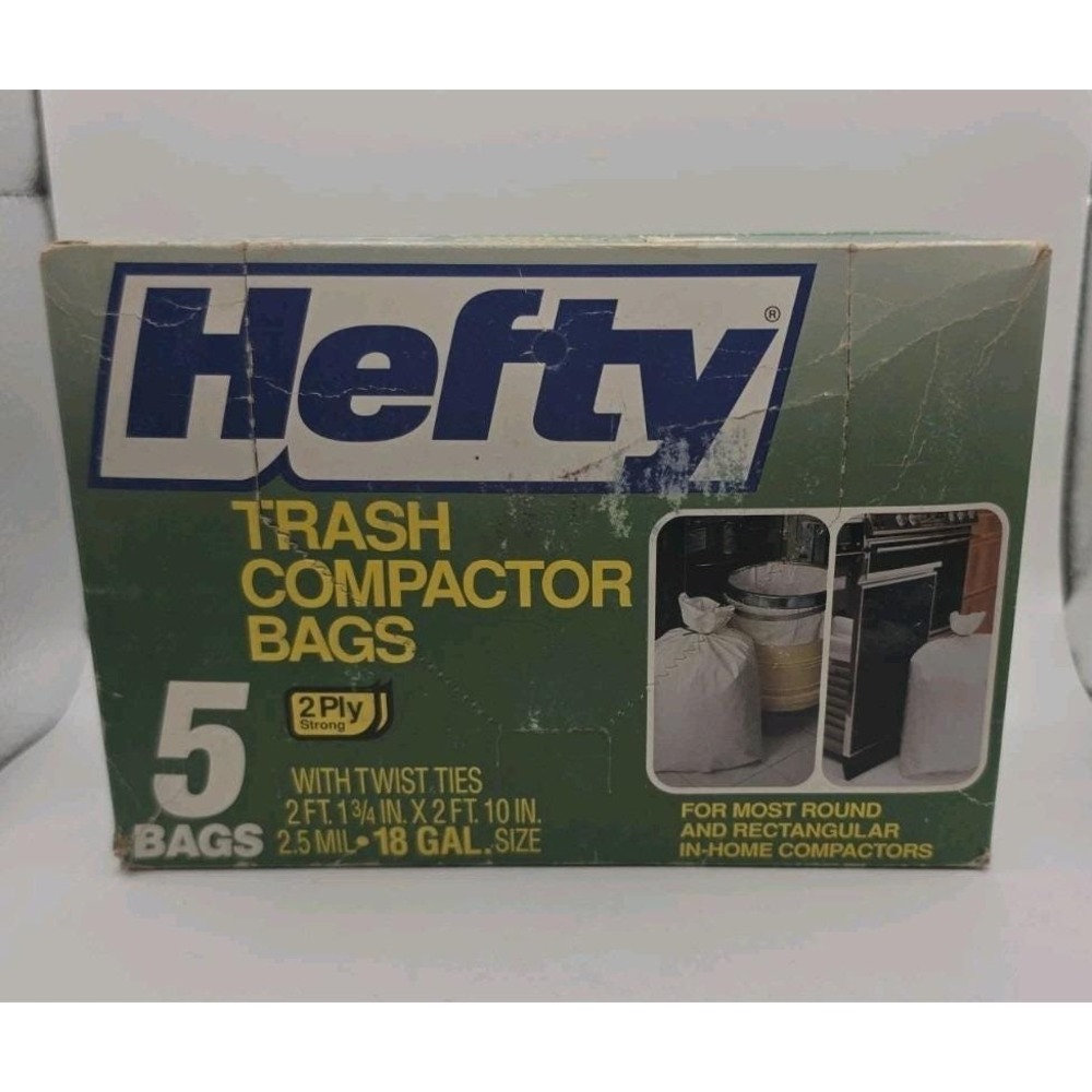 2 Boxes Vintage Hefty Trash Compactor Bags 18 Gal 2-Ply 10 Count 1991 USA